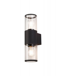 Wall Lamp 2 x E27, IP54, Anthracite, Clear - 1