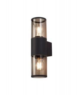 Wall Lamp 2 x E27, IP54, Anthracite, Smoked - 1
