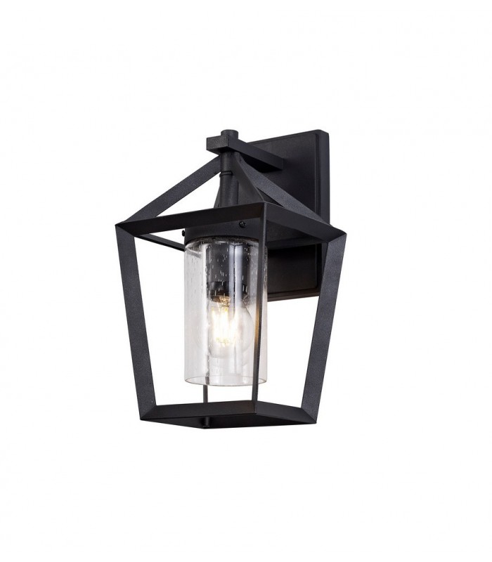 Down Wall Lamp, 1 x E27, IP54, Anthracite, Clear Rain Drop Effect Glass - 1