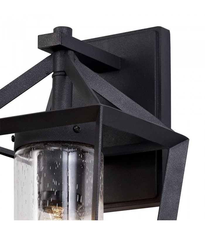 Down Wall Lamp, 1 x E27, IP54, Anthracite, Clear Rain Drop Effect Glass - 4