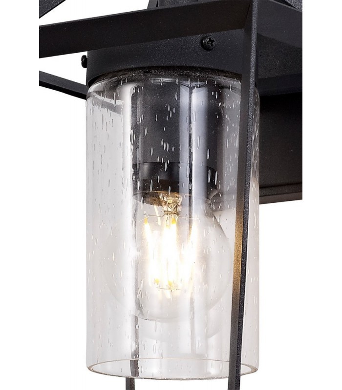 Down Wall Lamp, 1 x E27, IP54, Anthracite, Clear Rain Drop Effect Glass - 6