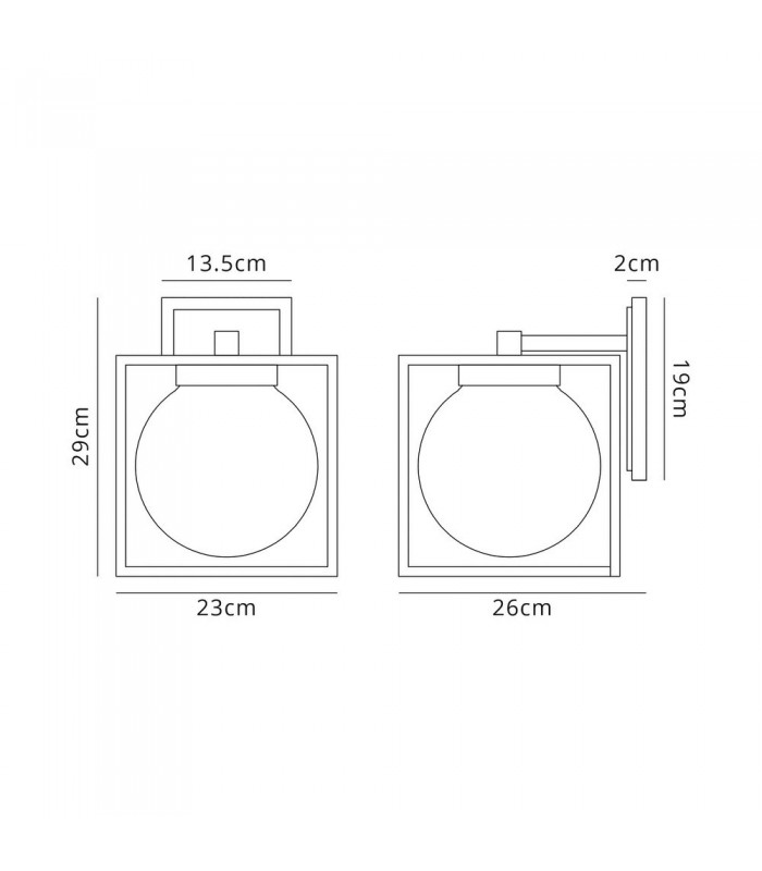 Down Wall Lamp, 1 x E27, IP54, Anthracite, Clear Seeded Glass - 2