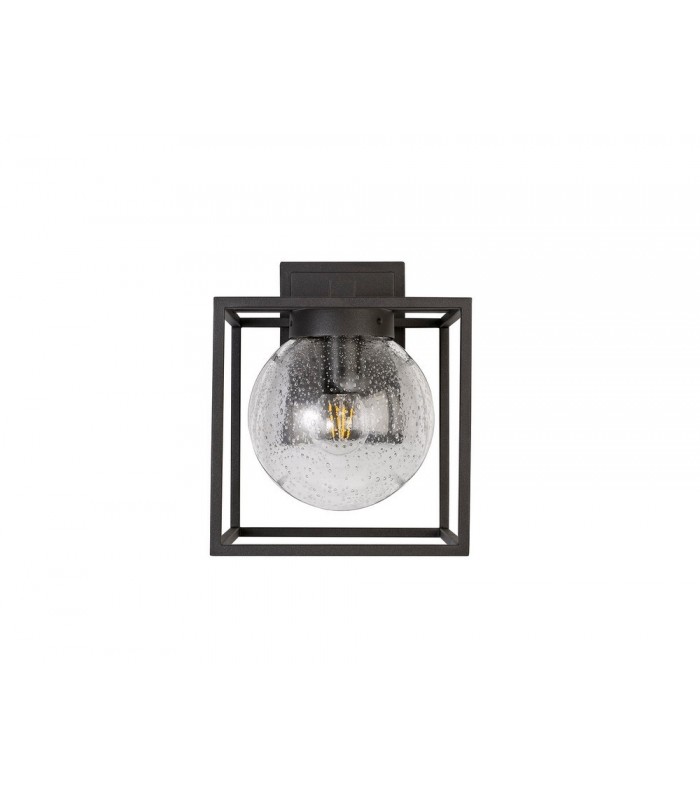 Down Wall Lamp, 1 x E27, IP54, Anthracite, Clear Seeded Glass - 5