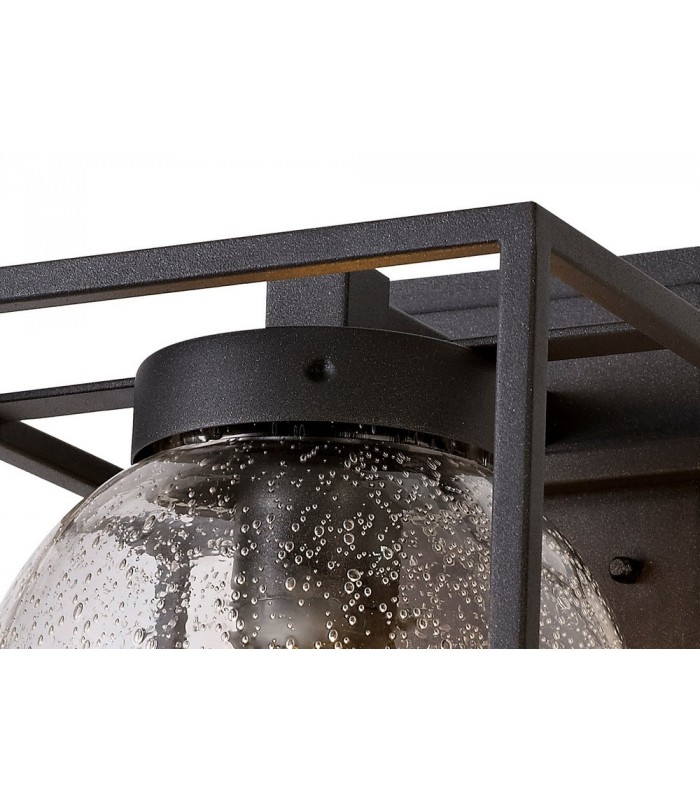 Down Wall Lamp, 1 x E27, IP54, Anthracite, Clear Seeded Glass - 8