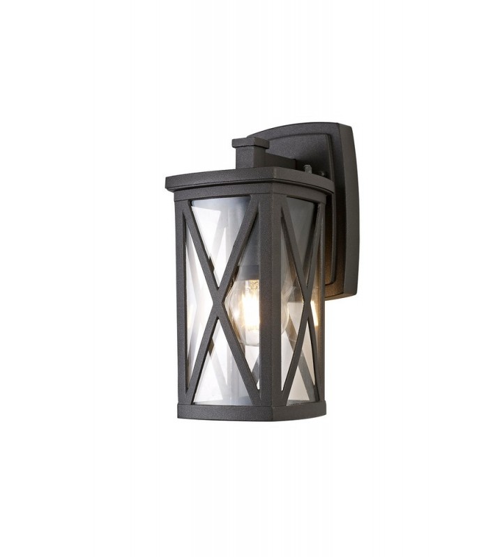 Down Criss Cross Wall Lamp, 1 x E27, IP54, Anthracite, Clear Glass - 1