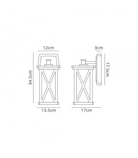 Down Criss Cross Wall Lamp, 1 x E27, IP54, Anthracite, Clear Glass - 2