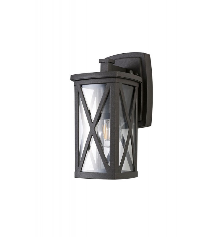 Down Criss Cross Wall Lamp, 1 x E27, IP54, Anthracite, Clear Glass - 3