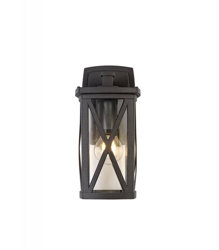 Down Criss Cross Wall Lamp, 1 x E27, IP54, Anthracite, Clear Glass - 4