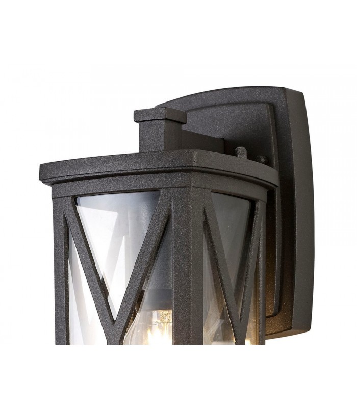 Down Criss Cross Wall Lamp, 1 x E27, IP54, Anthracite, Clear Glass - 6