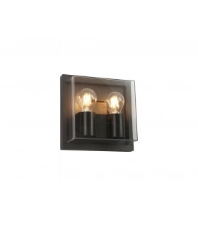 Flush Wall Lamp, 2 x E27, IP65, Anthracite, Clear PC - 1