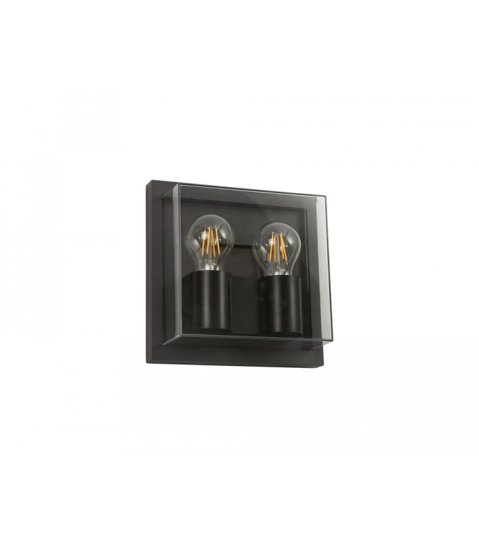 Flush Wall Lamp, 2 x E27, IP65, Anthracite, Clear PC - 3