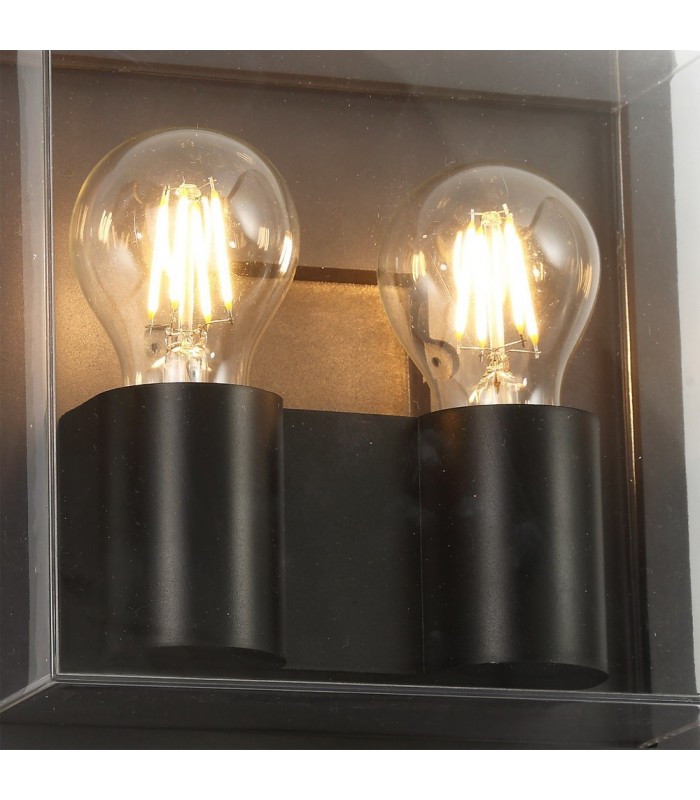 Flush Wall Lamp, 2 x E27, IP65, Anthracite, Clear PC - 5