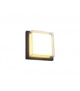 Flush Wall Lamp, 1 x 16W LED, 3000K, 1135lm, IP65, Anthracite, Opal, Clear PC - 1