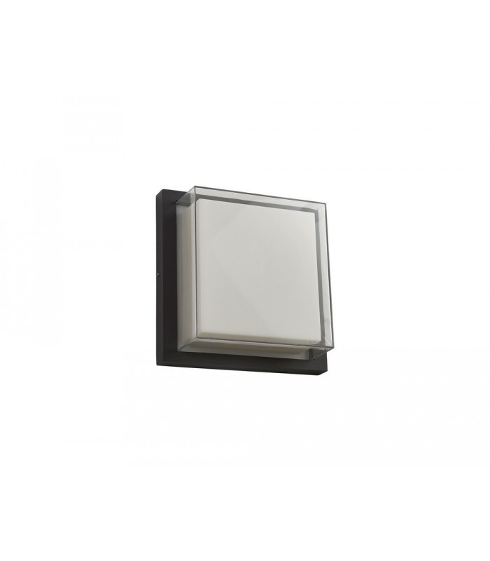 Flush Wall Lamp, 1 x 16W LED, 3000K, 1135lm, IP65, Anthracite, Opal, Clear PC - 3