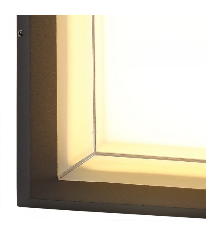 Flush Wall Lamp, 1 x 16W LED, 3000K, 1135lm, IP65, Anthracite, Opal, Clear PC - 6