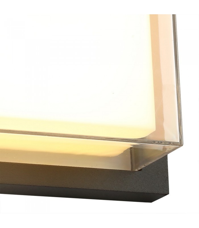 Flush Wall Lamp, 1 x 16W LED, 3000K, 1135lm, IP65, Anthracite, Opal, Clear PC - 7