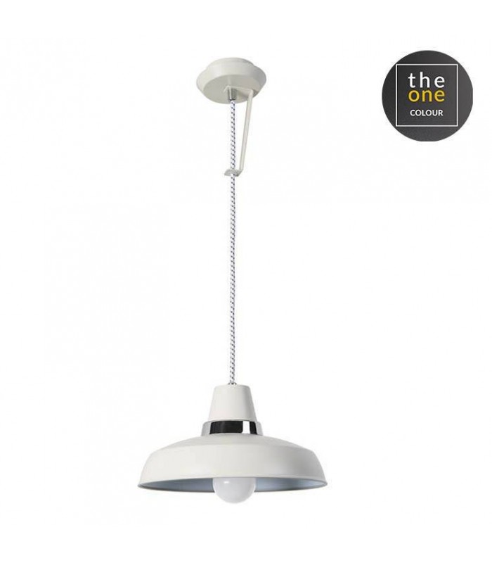 1 Light Wall / Dome Ceiling Pendant Chrome, White, E27 - 1