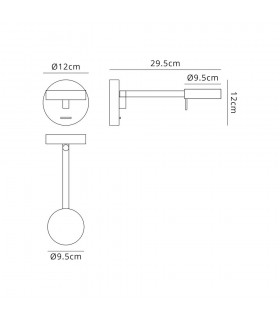 Adjustable Wall Lamp ,  Reader, 1 x 8W LED, 3000K, Sand Black - 2