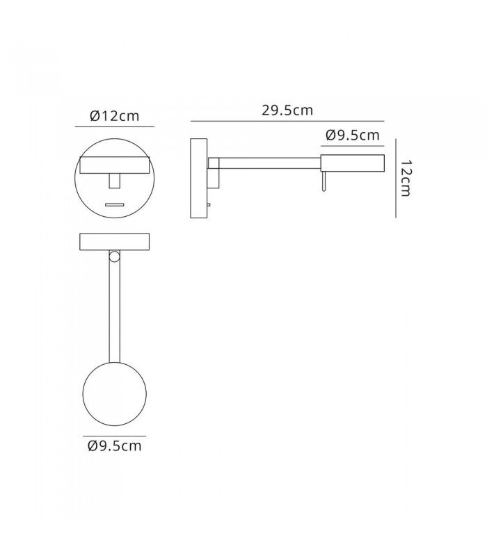 Adjustable Wall Lamp ,  Reader, 1 x 8W LED, 3000K, Sand Black - 2
