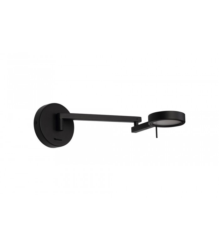 Adjustable Swing Arm Wall Lamp ,  Reader, 1 x 8W LED, 3000K, Sand Black - 3