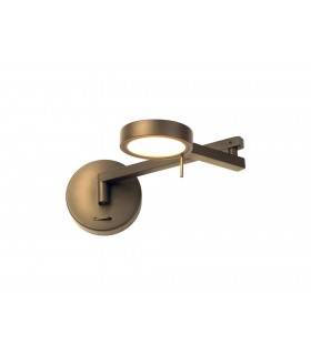 Adjustable Swing Arm Wall Lamp ,  Reader, 1 x 8W LED, 3000K, Antique Brass - 1