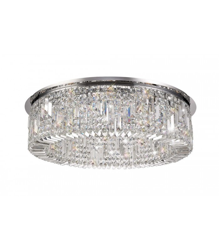 80cm Round Flush Chandelier, 12 Light E14, Polished Chrome, Crystal - 3