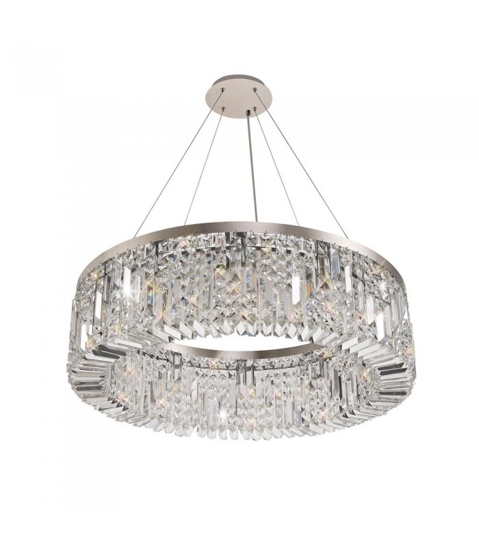 Cylindrical 80cm Ceiling Pendant Chandelier, 12 Light E14, Polished Chrome, Crystal - 5