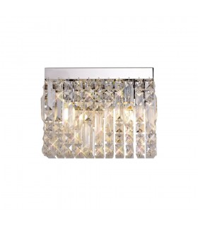 29x13cm Rectangular Small Wall Lamp, 2 Light E14, Polished Chrome, Crystal - 1