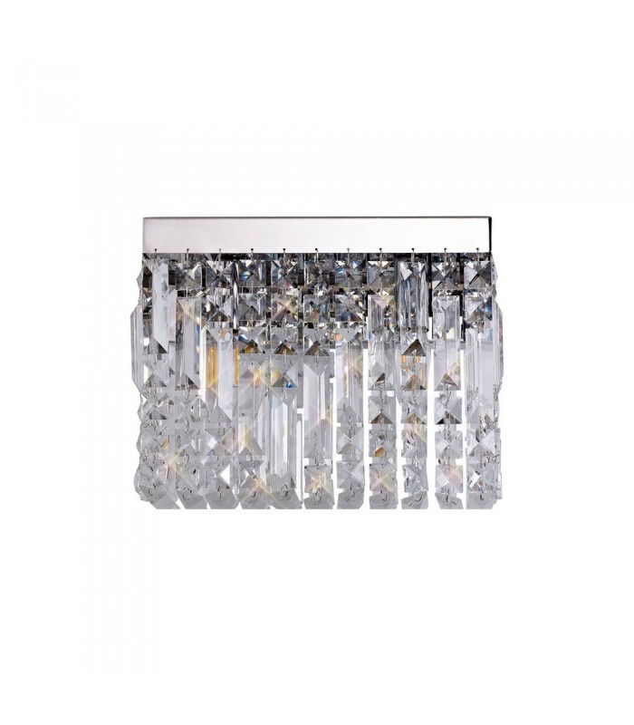 29x13cm Rectangular Small Wall Lamp, 2 Light E14, Polished Chrome, Crystal - 3