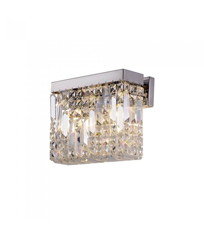 29x13cm Rectangular Small Wall Lamp, 2 Light E14, Polished Chrome, Crystal - 4