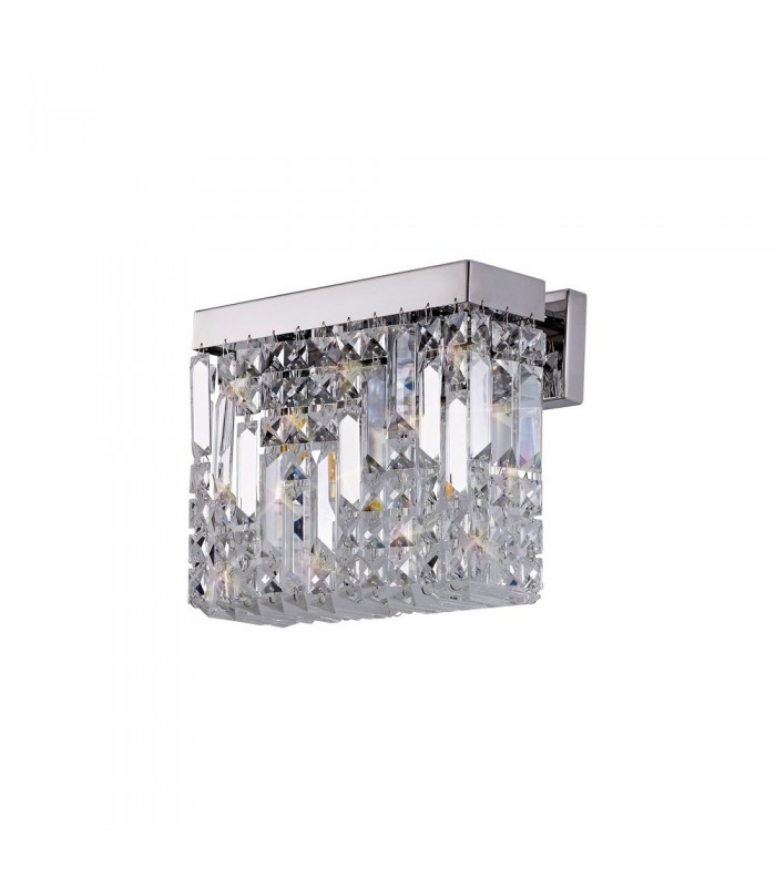 29x13cm Rectangular Small Wall Lamp, 2 Light E14, Polished Chrome, Crystal - 5