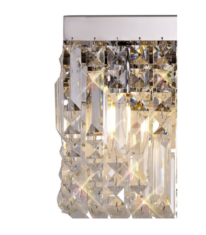 29x13cm Rectangular Small Wall Lamp, 2 Light E14, Polished Chrome, Crystal - 7