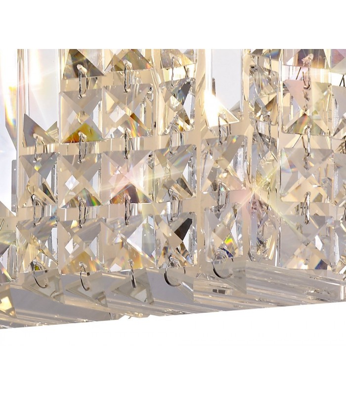 29x13cm Rectangular Small Wall Lamp, 2 Light E14, Polished Chrome, Crystal - 8