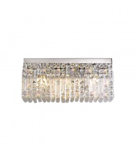 50x24cm Rectangular Large Wall Lamp, 3 Light E14, Polished Chrome, Crystal - 1