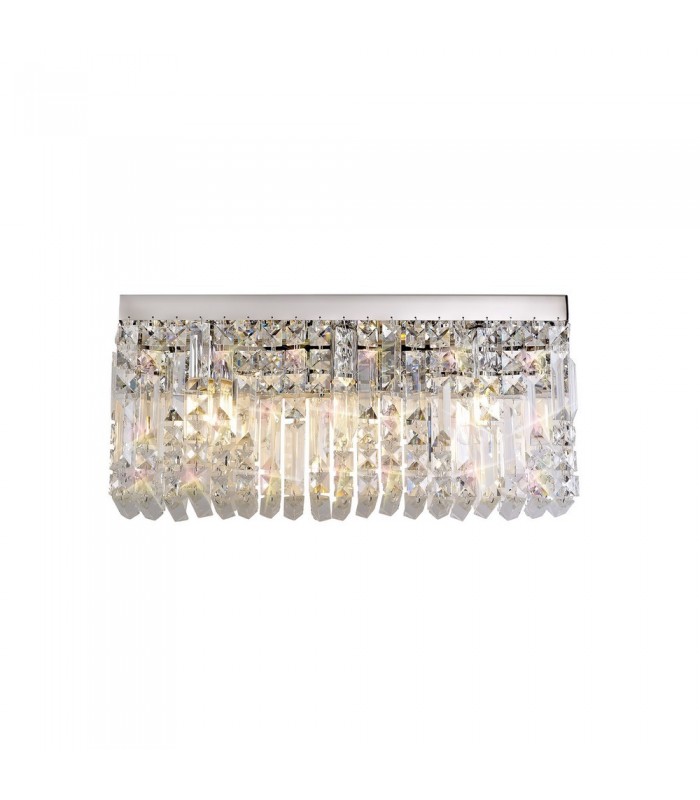 50x24cm Rectangular Large Wall Lamp, 3 Light E14, Polished Chrome, Crystal - 1