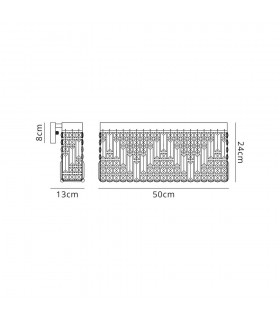 50x24cm Rectangular Large Wall Lamp, 3 Light E14, Polished Chrome, Crystal - 2
