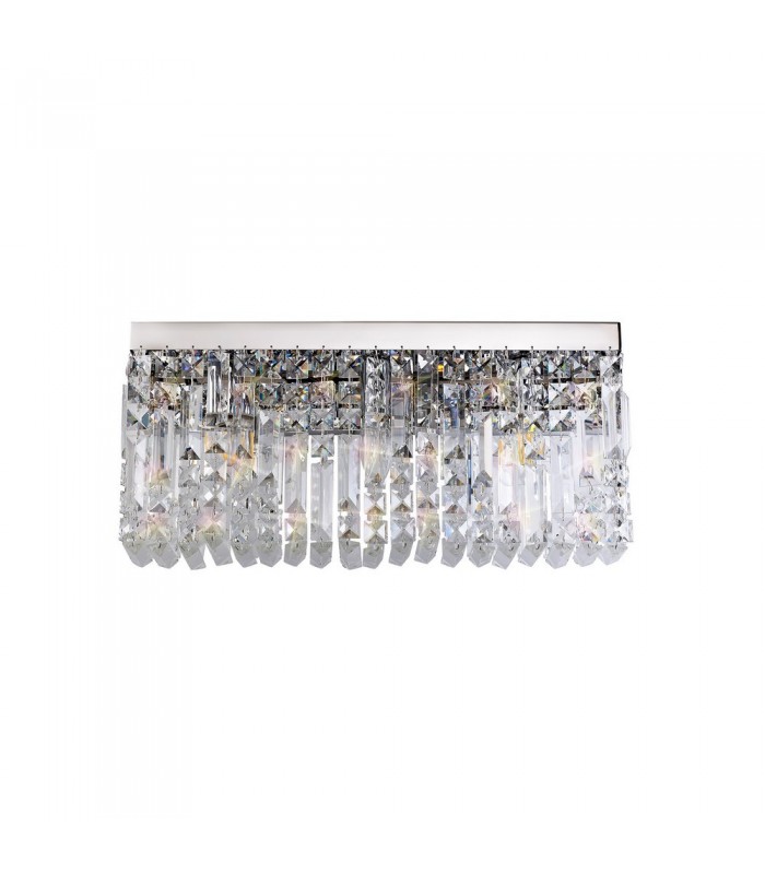 50x24cm Rectangular Large Wall Lamp, 3 Light E14, Polished Chrome, Crystal - 3