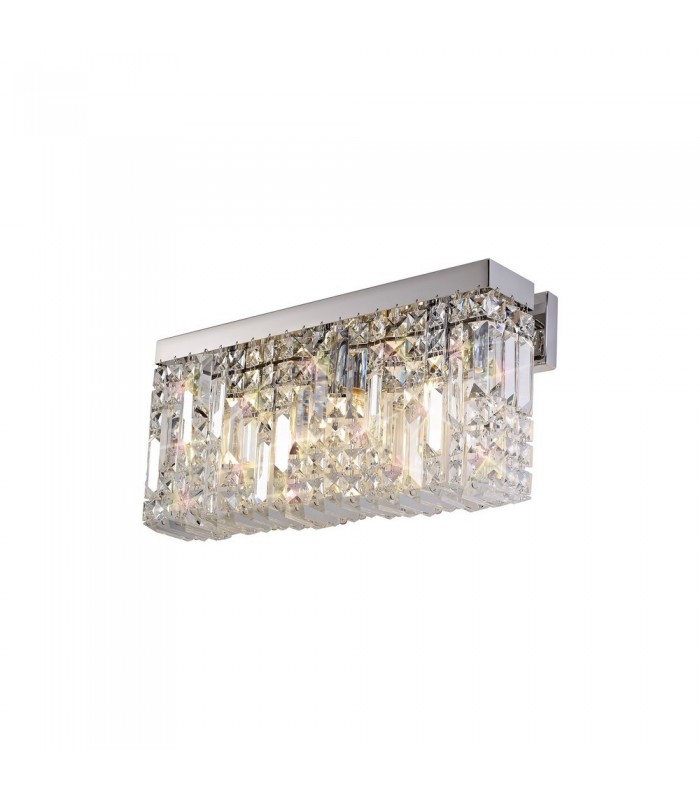 50x24cm Rectangular Large Wall Lamp, 3 Light E14, Polished Chrome, Crystal - 4