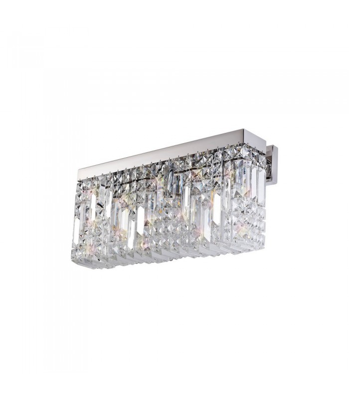 50x24cm Rectangular Large Wall Lamp, 3 Light E14, Polished Chrome, Crystal - 5