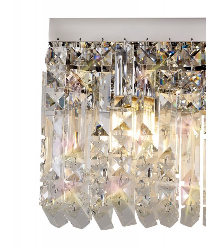 50x24cm Rectangular Large Wall Lamp, 3 Light E14, Polished Chrome, Crystal - 7