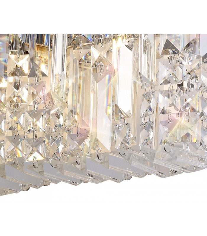 50x24cm Rectangular Large Wall Lamp, 3 Light E14, Polished Chrome, Crystal - 8