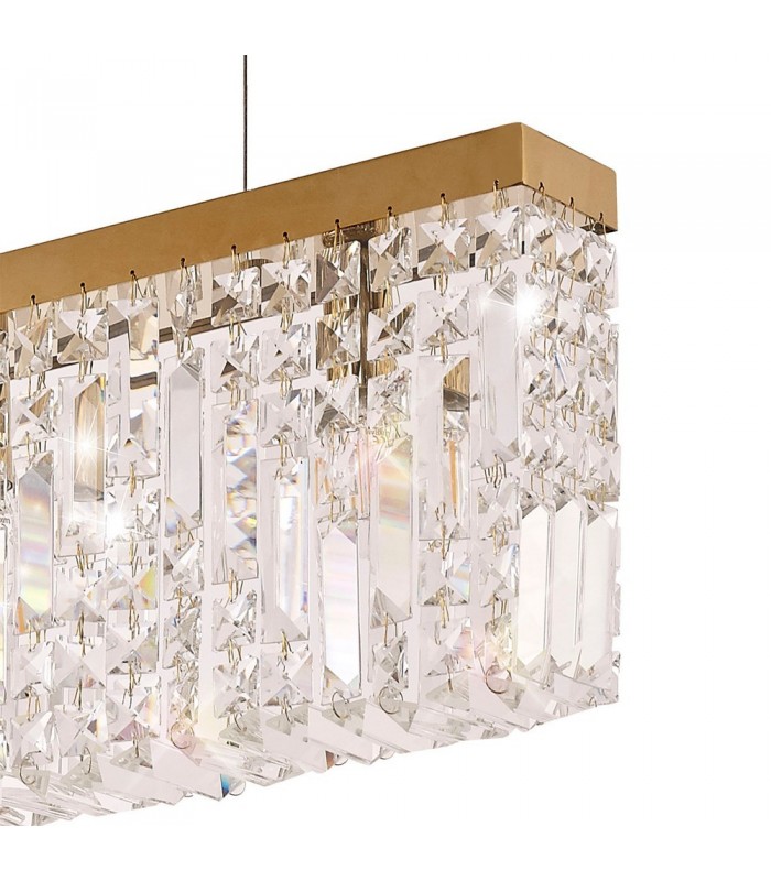 102x9cm Rectangular Ceiling Pendant Chandelier, 5 Light E14, Gold, Crystal - 10