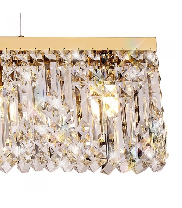 138x9cm Rectangular Ceiling Pendant Chandelier, 7 Light E14, Gold, Crystal - 9