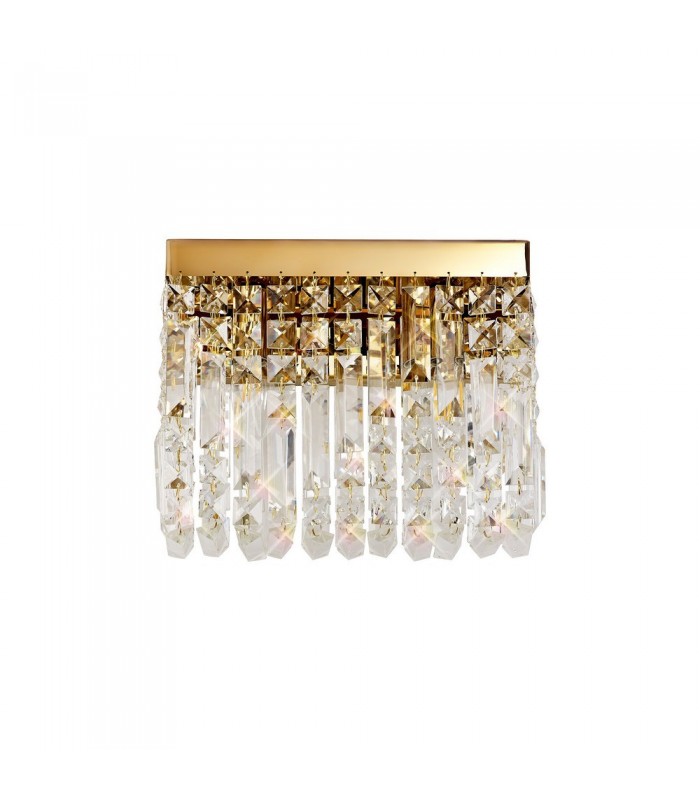 29x13cm Rectangular Small Wall Lamp, 2 Light E14, Gold, Crystal - 3
