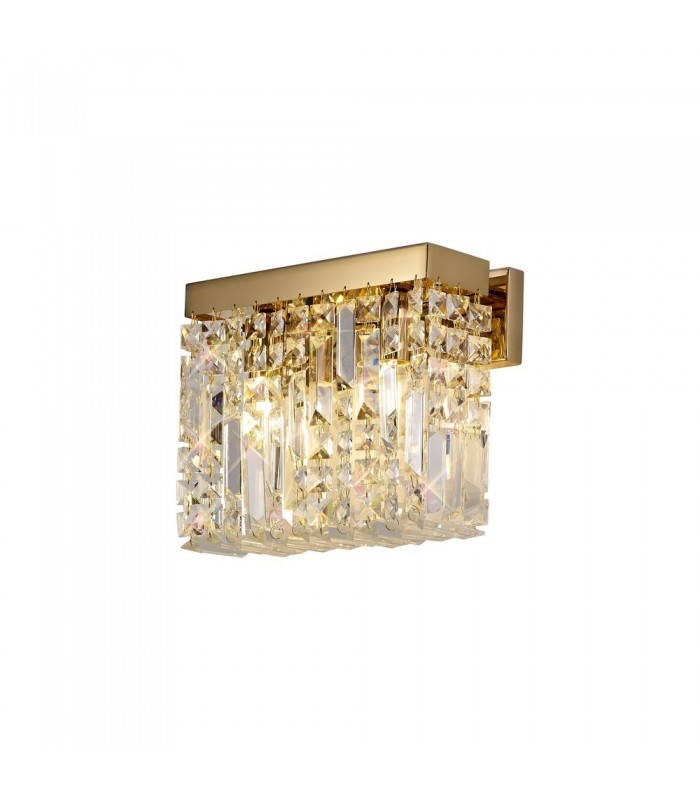 29x13cm Rectangular Small Wall Lamp, 2 Light E14, Gold, Crystal - 4