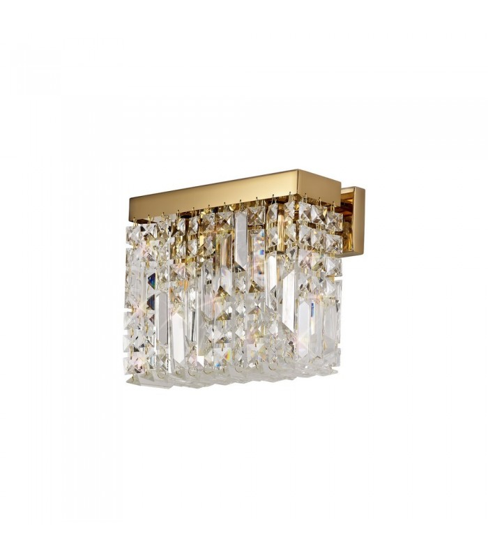 29x13cm Rectangular Small Wall Lamp, 2 Light E14, Gold, Crystal - 5