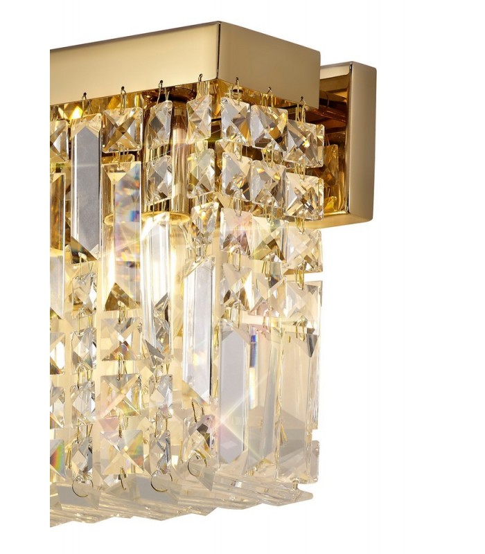 29x13cm Rectangular Small Wall Lamp, 2 Light E14, Gold, Crystal - 6