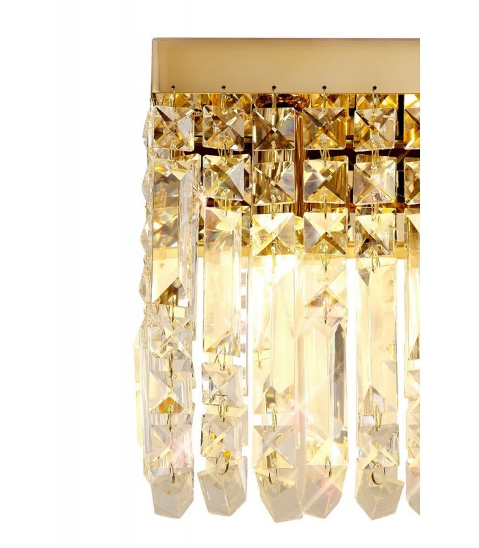 29x13cm Rectangular Small Wall Lamp, 2 Light E14, Gold, Crystal - 7