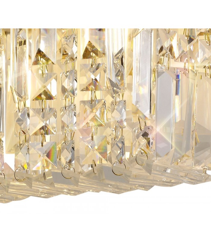29x13cm Rectangular Small Wall Lamp, 2 Light E14, Gold, Crystal - 8