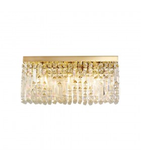 50x24cm Rectangular Large Wall Lamp, 3 Light E14, Gold, Crystal - 1